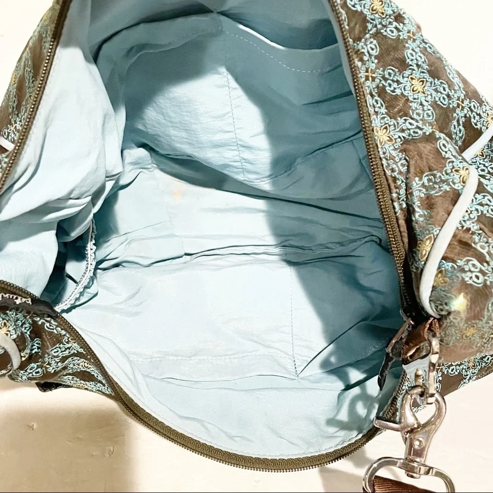 Petunia Pickle‎ Bottom Blue Brown Printed Touring Tote Diaper Bag